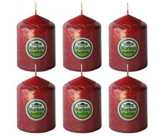 Dehner Stumpenkerze, 6 Stück, Ø 5.7, Höhe 8 cm, rubinrot