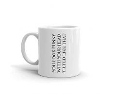 Sie Look Funny mit ihren Kopf Titel SO Neuheit Humor 313 ml weiß Keramik Glas Tee Tasse