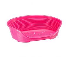 Ferplast Kunststoff Haustierkorb für Hunde und Katzen Siesta Deluxe 2, Tierkorb, Lüftungsschlitze im Boden, Rutschfest, Komfortabler hoher Rand auch als Kinnstütze, 49 x 36 x H 17,5 cm, rosa