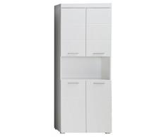 trendteam Badezimmer Hochschrank Schrank Amanda, 73 x 190 x 31cm in Weià Hochglanz mit offenen Fach und viel Stauraum und pflegeleichten Tiefzieh-Hochglanzfronten
