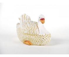Aniba Design Gartenfigur kleiner Schwan, Abmessung: B 11 / H 12 / T 17 cm, WeiÃ