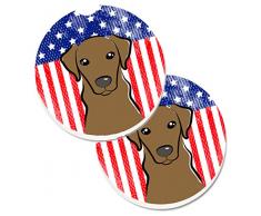 Caroline s Treasures American Flag & Schokolade Labrador Set of 2 Cup Halterung Auto Untersetzer bb2164carc, 2,56, multicolor