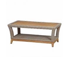 Siena Garden Lounge Tisch Almada, 60x110x45cm, Gestell: Aluminium, pulverbeschichtet, Fläche: Gardino-Geflecht in oak grey,Tischplatte: Teakholz, FSC 100%