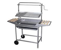 Imex El Zorro Grill aus Edelstahl, mit Grillrost, Hebebühne, Rollen und Seitenablagen, Grau, 124 x 50 x 140 cm, 71767