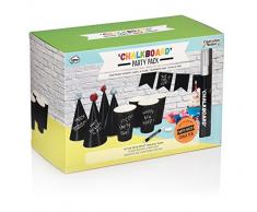 NPW Personalisierbares Partyhüten-Banner-Set, schwarze Kreidetafel, Party-Pack, Feier Nation