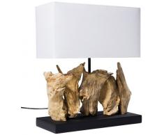 Kare Design Tischleuchte Nature Vertical, moderne Design Nachttischlampen aus Treibholz, Weià (H/B/T) 43x35x15cm
