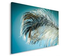 Feeby, Wandbild - 1 Teilig - 60x80 cm, Leinwand Bild Leinwandbilder Bilder Wandbilder Kunstdruck, FEDER, BLAU, WEIÃ