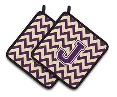 Carolines Treasures CJ1050-APTHD Topflappen, Buchstabe A, Chevron, Schwarz/Gold, 1 Paar Buchstabe J 7.5HX7.5W violett