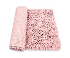 HomDSim rutschfeste Chenille-Badezimmer-/Duschvorleger, 76 x 51 cm, weicher Teppich mit saugfähiger Mikrofaser-Borsten, weich, zottelig, waschbare Oberfläche 20 x 32 Rose