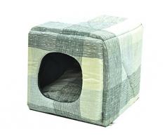 VADIGRAN Kuschelnest in Cube-Form für Hunde 3 in 1 Stil Windy beige/schwarz 30 cm