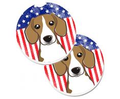 Caroline s Treasures American Flagge & Beagle Set von 2 Tasse Halterung Auto Untersetzer bb2169carc, 2,56, multicolor