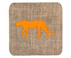 Caroline s Treasures bb1004-bl-or-fc Leopard Jute und Orange Schaumstoff Untersetzer (4 Stück), 8,9 cm H x 8,9 cm W, multicolor