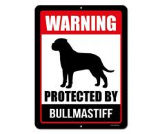 Honey Dew Gifts Warnung durch Bullmastiff 22,9 x 30,5 cm Vorsicht vor Hund Achtung Metall Aluminium Blechschild, Beware of Dog Zeichen für Zaun
