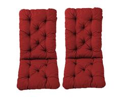 Ambientehome 2er Set Hochlehner Auflage Kissen Hanko Maxi, rot, ca 120 x 50 x 8 cm, Rückenteil ca 70 cm, Polsterauflage