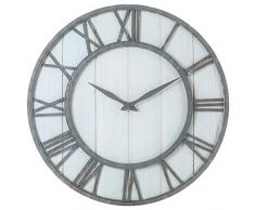 Oldtown Clocks Bauernhaus rustikale Scheune Vintage Bronze Metall & Massivholz geräuschlos große übergroße Wanduhr 24-Zoll- Tünchen