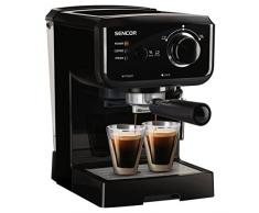 SENCOR SES 1710BK Espressomaschine (1140 Watt, Espresso / Cappuccino-Kaffeemaschine, 15 bar Druckpumpe, Heizkessel, Edelstahlgehäuse) schwarz