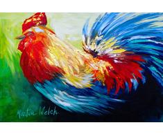 Caroline s Treasures mw1085plmt bird-rooster Chief Big Federn Stoff Tisch-Sets, multicolor