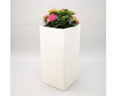 Blumenkübel Pflanzkübel Blumentopf Übertopf Polyrattan Säule LxBxH 40x40x84cm weiß