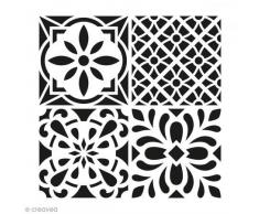 Artemio Fliese Zement Blumen Schablone Home Deko, Kunststoff, mehrfarbig, 30,5Â x 0,2Â x 35Â cm