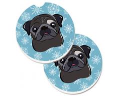 Caroline s Treasures Schneeflocke Schwarz Mops Set von 2 Tasse Halterung Auto Untersetzer bb1697carc, 2,56, multicolor