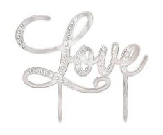 amscan 100005 CAKE TOPPER ELEC LV Tortenfigur, plastik, silber