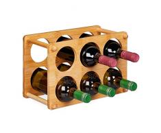 Relaxdays Weinregal, Bambus, 6 Flaschen, Weinständer für Küche, Keller, Wohnzimmer, Weinablage HBT 21x32x18,5 cm, Natur