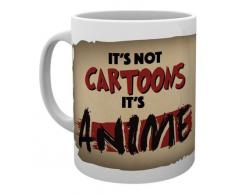 Mehrfarbiger Becher mit âItÂ´s not cartoons, its Animeâ-Aufschrift