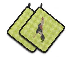 Carolines Treasures BB8098PTHD Common Strauß blau kariert dekorierter Topflappen, 19,1 x 19,1 cm, mehrfarbig Chickens - Kulang Chicken 7.5HX7.5W grün