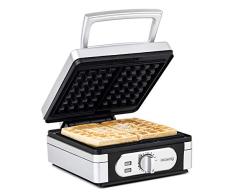 H.Koenig Elektrisches Waffeleisen GFX320 / 2 Waffeln / 15x10cm / Temperatur einstellbar/Abnehmbare Antihaftplatten/Leichte Reinigung und Lagerung / 1400 W, 18/8 Edelstahl, grau