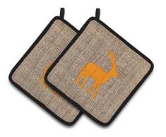Carolines Treasures BB1121-BL-OR-PTHD Topflappen, Hirsch, künstliche Jute, Orange, 1 Paar
