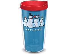 Tervis 1333373 Life is Good Isolierbecher Schneemann Tribe mit Wrap und rotem Deckel, 473 ml, Tritan, transparent Roter Deckel 16 oz farblos