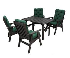 Ambientehome 90497 Gartengarnitur Gartenset Sitzgruppe verstellbarer Hochlehner Varberg taupe grau braun inkl. grüne Kissen und Tisch Hanko 120x70 cm 9-teiliges Set
