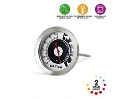 SALTER analoges Fleischthermometer, Edelstahl, Silber, Deutliche Anzeige, 50-100°C, ideale Röstung, Messfühler, 6,2x6,2x13cm