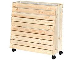 WAGNER GreenFAMILY - Mobiles Hochbeet - GreenBOX - Gr. M - Nadelholz natur FSC, 79 x 80 x 33/23 cm, 4 Rollen, 2 Feststeller, Stauraum-Klappe, inkl. Pflanztasche - 25012101
