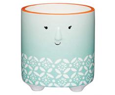 Kitchen Craft Decorative Floral Face Design Kleiner Blumentopf für den Innenbereich, Grün/Weiß, 10 x 11 cm