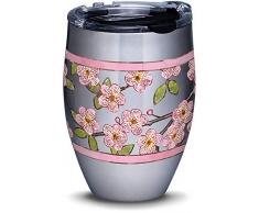 Tervis 1316835 Thermobecher mit Deckel, handbemalte Blüten, Edelstahl, 680 ml Clear and Black Lid 12 oz - Stainless Steel silber