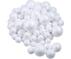 Pllieay Styroporbälle, Kunstdeko, Styroporkugeln, für Kunst, Handwerk, Schule und Dekoration, 5 Größen, 100 Stück, Weiß