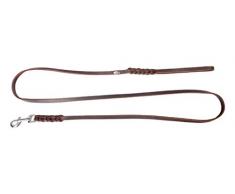 DINGO Leine aus weichem Leder mit geflochtenen Griff und Karabinerhaken, 12 mm x 180 cm, schwarz P