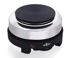 SAPIR 500 Watt Elektroherd | Elektrische Kochfeld | Gusseisenplatte für jedes Kochgeschirr | Einzel-Kochplatte | Automatische Thermostatregelung, Schwarz