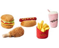 P.L.A.Y. American Classic Plüsch/Quietscher Food Toy Collection mit Geschenk-Box, 5-teilig
