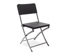 Relaxdays Klappstuhl BASTIAN, Gartenstuhl klappbar HBT 82 x 44 x 50 cm, Balkonstuhl, Rattan-Optik, schwarz (1er Pack)