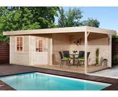 Weka Premium Salo 2 mit Elementsauna, naturbelassen, 213.3030.40294 Saunahaus, Natur Unbehandelt, 338x646x237 cm
