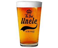 Shop4Ever Bierglas mit LasergravurThe Best Uncle In The World 16 oz. Schwarz (mit Aufdruck)