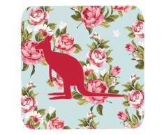 Caroline s Treasures bb1008-rs-bu-fc Känguru Shabby Chic Blue Roses Schaumstoff Untersetzer (4 Stück), 8,9 cm H x 8,9 cm W, multicolor