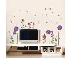 WALPLUS - Wand Sticker Papier Kunst Dekoration Lila Blume Bunt