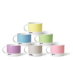 Pantone Porzellan Teebecher 6er-Set, 6 Teetassen à 475 ml, Tea mit Henkel, spülmaschinenfest, Pastellfarben