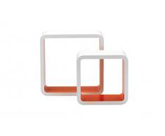 King Home m1105002/D Set 2 Stück Regal Quadra abgerundet in MDF zweifarbig, Weiß/Orange, 26 26H 20 x 10 x 20h, Bianco/Arancio, 26X10X26H 20X10X20H