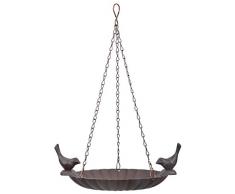 Esschert Design Hängende Vogeltränke, 2 Vögel aus Gusseisen und Schiefer, 20,9 x 14,7 x 7,8 cm