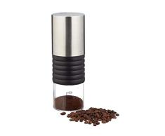 Relaxdays 10023301, Edelstahl, silber Elektrische Kaffeemühle, verstellbares Keramikmahlwerk, bis zu 3 Tassen, Espressomühle USB, Kunststoff