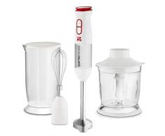 Di4 QuattroMix 600 600-Stabmixer, W, 20 Geschwindigkeitsstufen, Turbo-Funktion, Klingen, ergonomisch, Anti Splash, Messbecher, 700 milliliters, Weiß und Rot